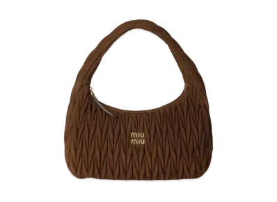 MIUMIU Wander Matelasse Suede Bag Extra Large "Dark Brown"