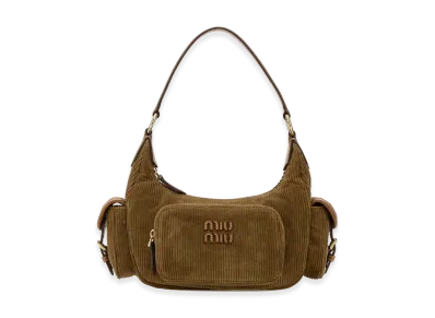 MIU MIU Women's Biscuit Corduroy Pocket Handbag "Brown"