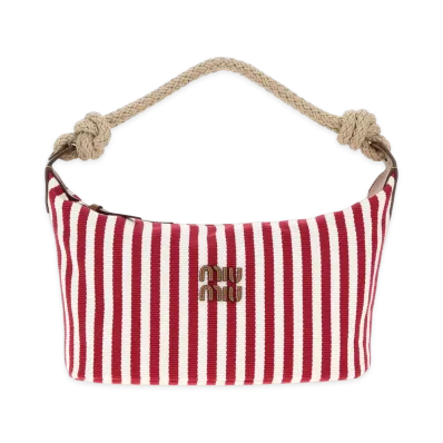 MIU MIU Women's Embroidered Canvas Shopping Bag "Rubinocognac"