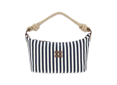 MIU MIU Women's Embroidered Canvas Shopping Bag "Stripped"