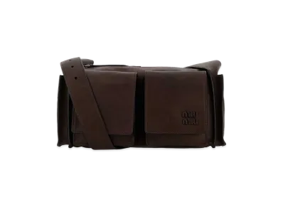 MIU MIU Women's Nappa Leather Utilitaire Crossbody Bag "Dark Brown"