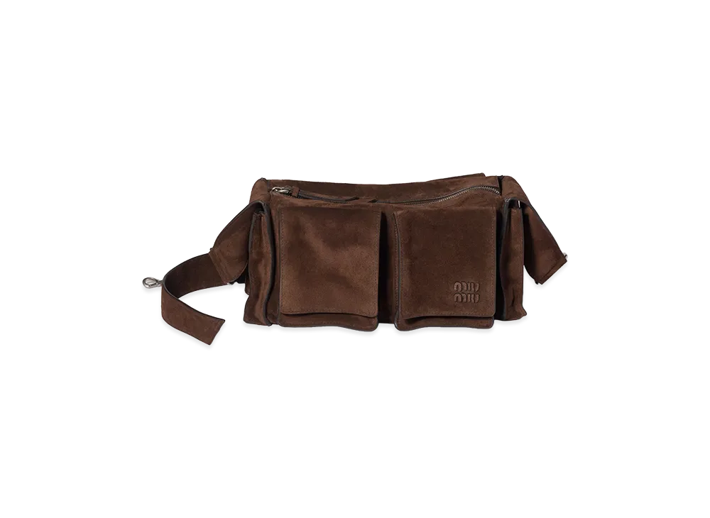 MIU MIU Utility Suede Shoulder Bag "Dark Brown"