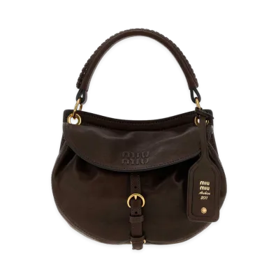 MIU MIU Women's Nappa Leather Rendez-Vous Handbag "Dark Brown"
