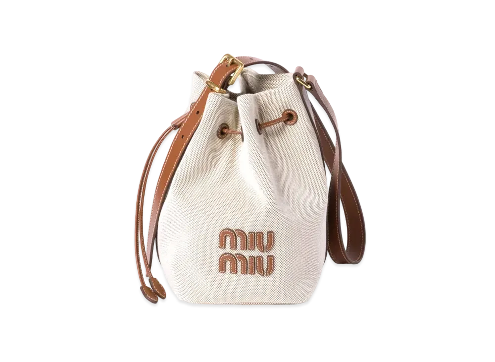 MIUMIU Canvas and Leather Bucketbag "Natural"