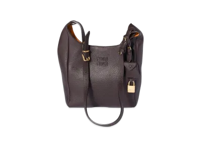 MIU MIU Leather Bucket Bag "Dark Brown/Papaya"