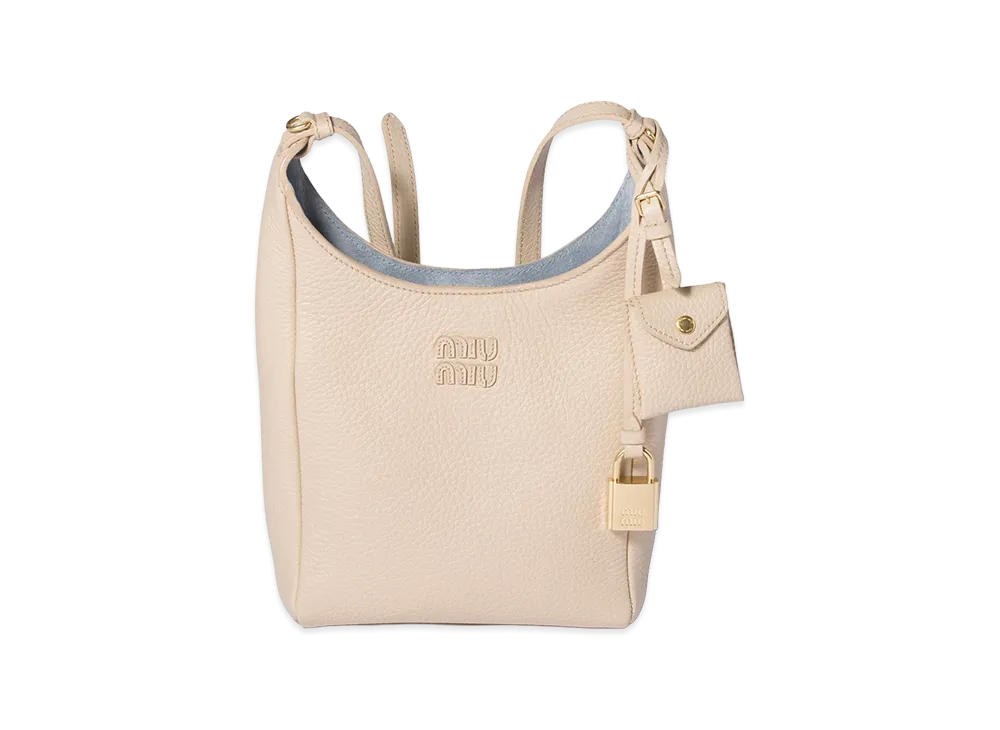 MIU MIU Leather Bucket Bag "Travertine/Periwinkle"