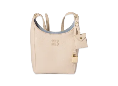 MIU MIU Leather Bucket Bag "Travertine/Periwinkle"
