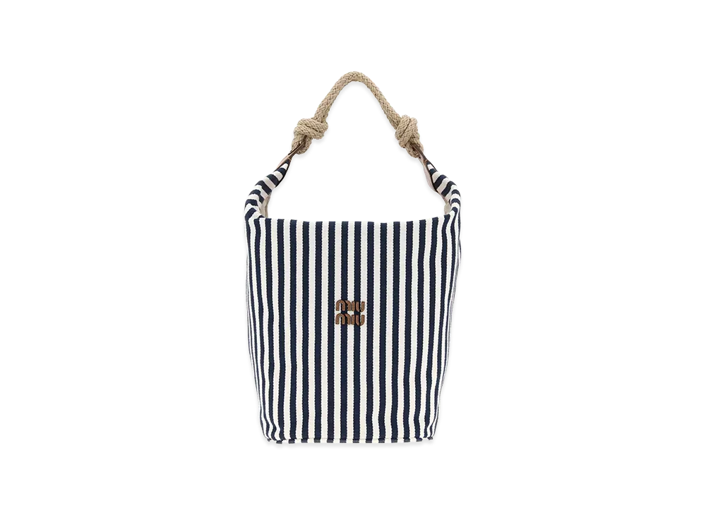 MIU MIU Women's Embroidered Canvas Bucket Bag "Stripped"