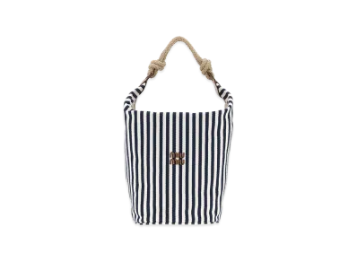 MIU MIU Women's Embroidered Canvas Bucket Bag "Stripped"