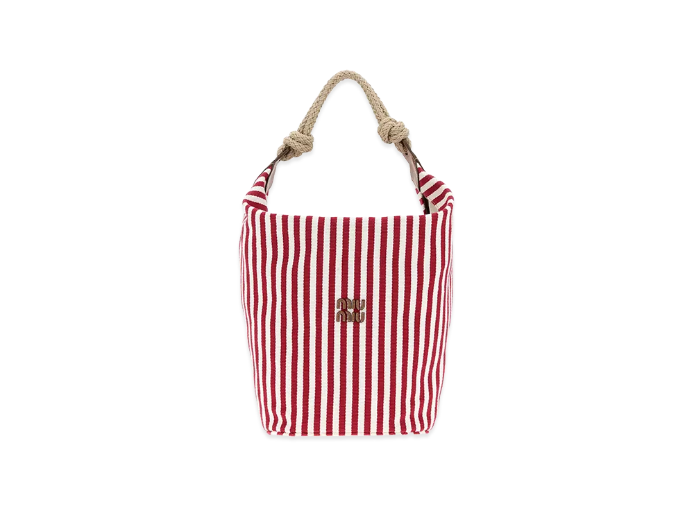 MIU MIU Women's Embroidered Canvas Bucket Bag "Stripped"