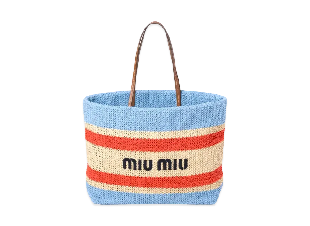 MIUMIU Woven Fabric Tote Bag "Beige/Blue"