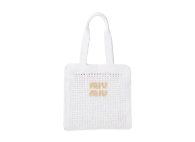 MIUMIU Woven Fabric Tote Bag "White"