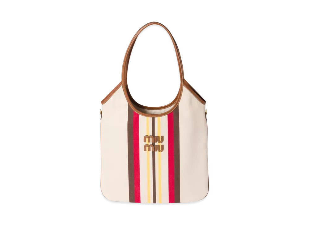 MIUMIU Ivy Canvas and Leather Bag "Natural"