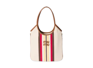 MIUMIU Ivy Canvas and Leather Bag "Natural"