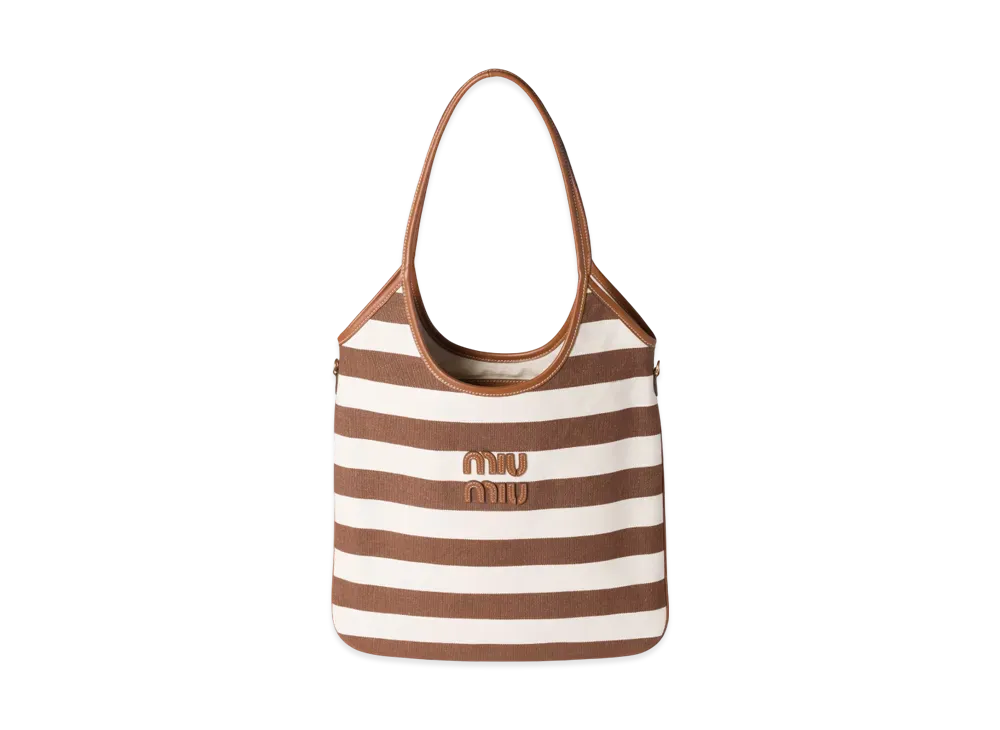 MIUMIU Ivy Canvas and Leather Bag "Dark Brown/Natural"