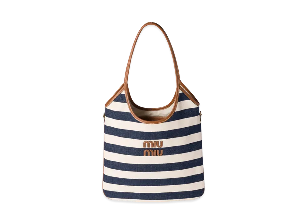 MIUMIU Ivy Canvas and Leather Bag "Blue"