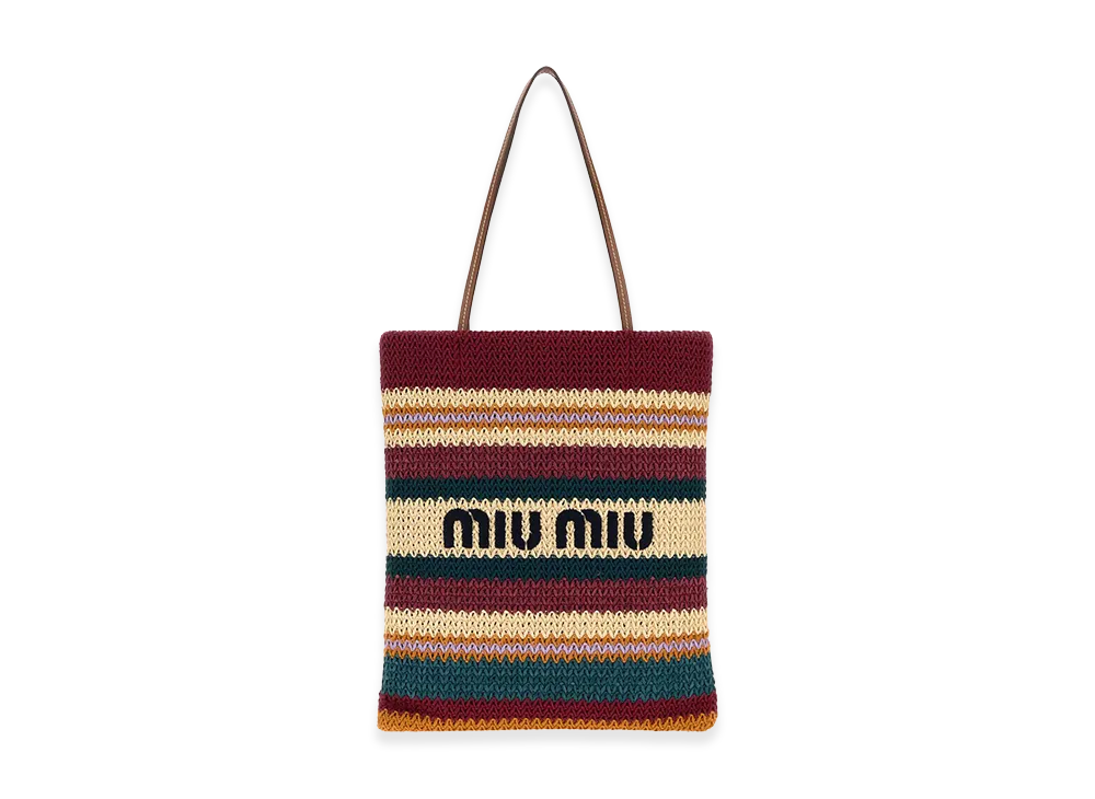 MIU MIU Women's Embroidered Crochet Shopping Bag "Multicolor"