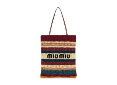 MIU MIU Women's Embroidered Crochet Shopping Bag "Multicolor"