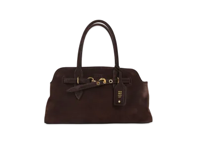 MIU MIU Women's Suede Aventure Shoulder Bag "Brown"