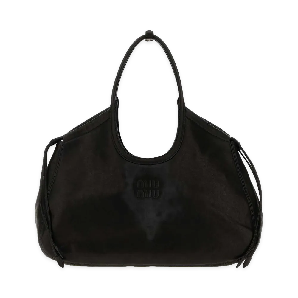 MIU MIU Women's Nappa Leather Ivy Shopping Bag "Black"