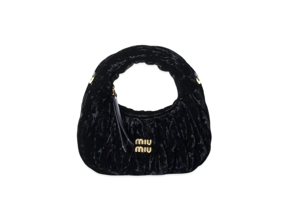 MIUMIU Wander Velvet Hobo Mini Bag "Black"
