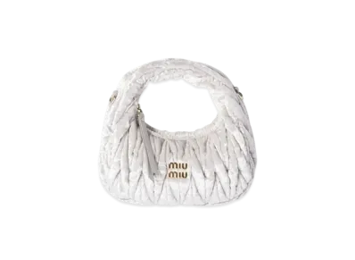 MIUMIU Wander Velvet Hobo Mini Bag "Light Gray"