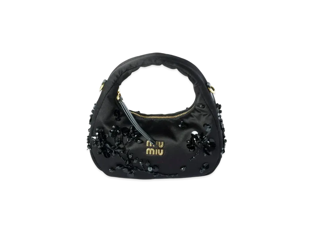 MIUMIU Wander Embroidered Duchesse Mini-Bag "Black"