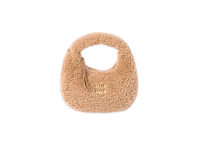 MIUMIU Wander Shearling Hobo Bag With Leather Details "Camel"