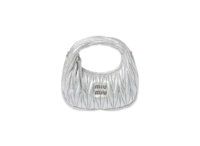 MIUMIU Wander Matelasse Nappa Leather Hobo Mini-Bag "Silver"