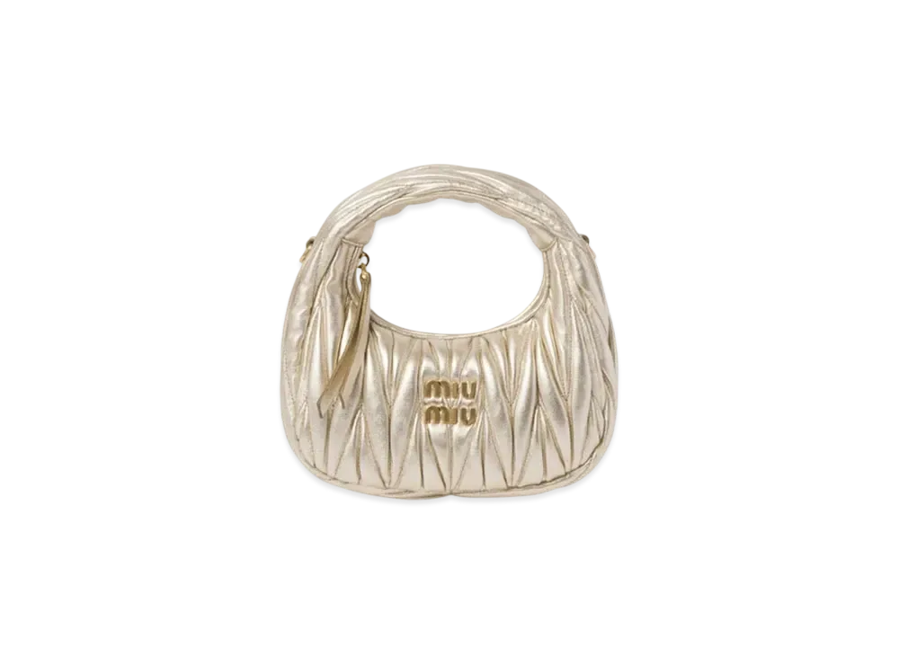 MIUMIU Wander Matelasse Nappa Leather Hobo Mini-Bag "Gold"