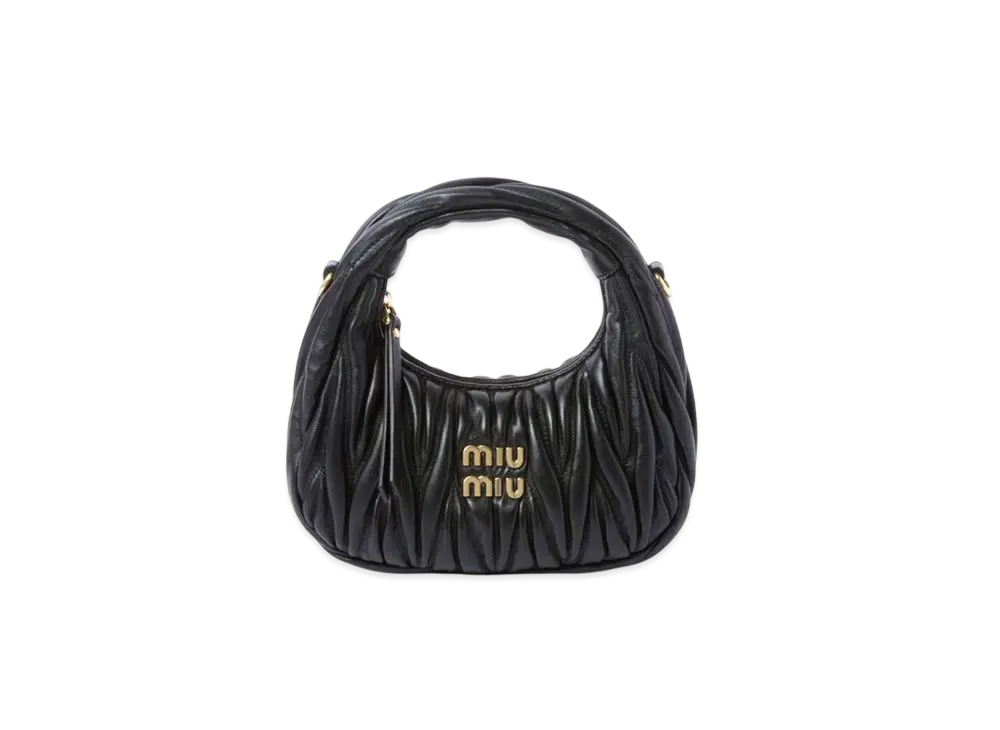 MIUMIU Wander Matelasse Nappa Leather Hobo Mini-Bag "Black"
