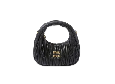 MIUMIU Wander Matelasse Nappa Leather Hobo Mini-Bag "Black"