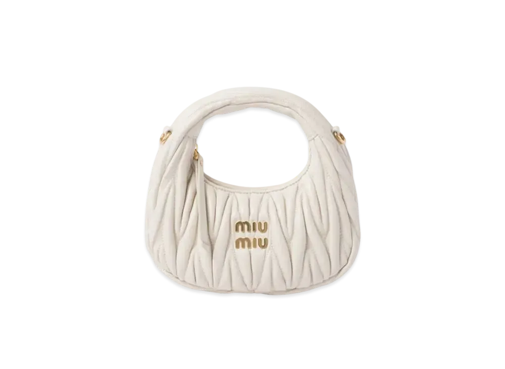 MIUMIU Wander Matelasse Nappa Leather Hobo Mini-Bag "White"