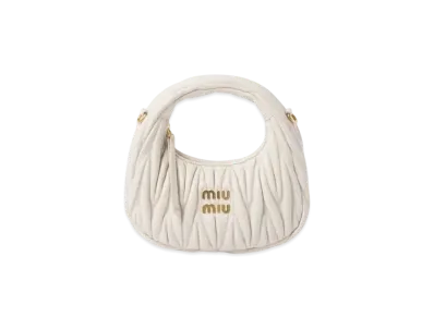 MIUMIU Wander Matelasse Nappa Leather Hobo Mini-Bag "White"