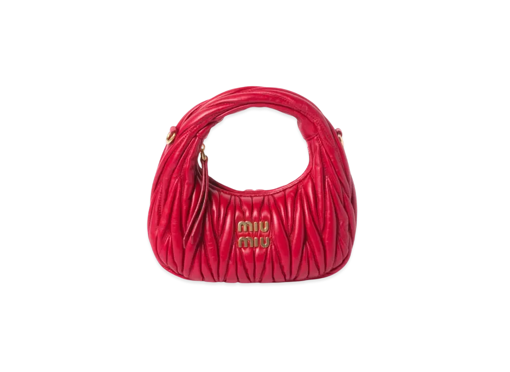 MIUMIU Wander Matelasse Nappa Leather Hobo Mini-Bag "Red"