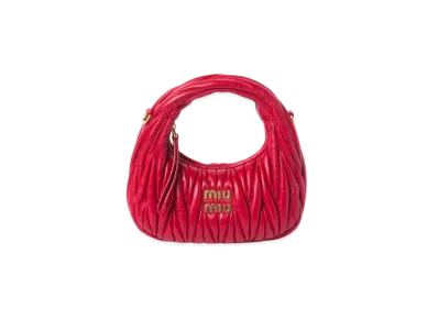 MIUMIU Wander Matelasse Nappa Leather Hobo Mini-Bag "Red"