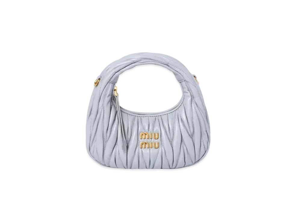 MIUMIU Wander Matelasse Nappa Leather Hobo Mini-Bag "Pearl Gray"