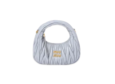 MIUMIU Wander Matelasse Nappa Leather Hobo Mini-Bag "Pearl Gray"