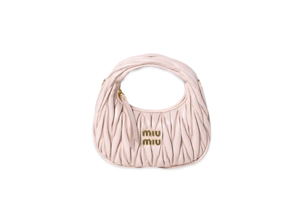 MIUMIU Wander Matelasse Nappa Leather Hobo Mini-Bag "Pink Beige"