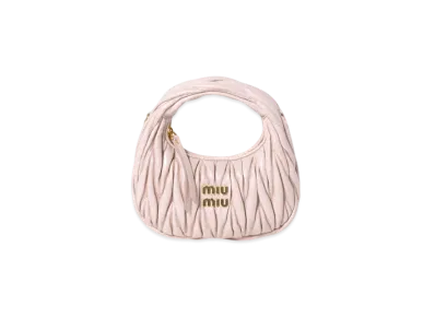 MIUMIU Wander Matelasse Nappa Leather Hobo Mini-Bag "Pink Beige"
