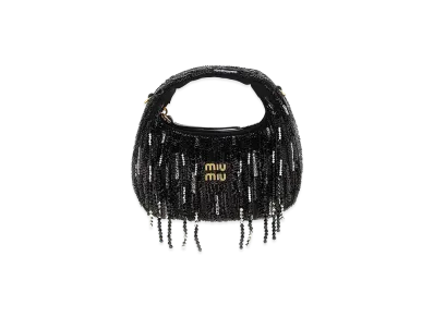 MIU MIU Women's Embellished Fabric Handbag "Black"
