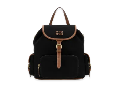 MIU MIU Women's Canvas And Leather Large Backpack "Black"