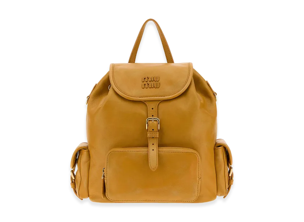 MIU MIU Women's Nappa Leather Backpack "Mustard Yellow"