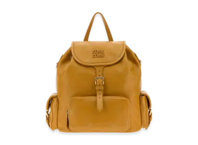 MIU MIU Women's Nappa Leather Backpack "Mustard Yellow"
