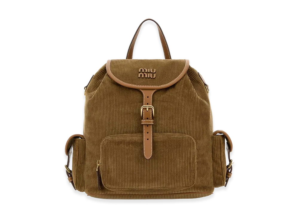 MIU MIU Women's Corduroy Backpack "Brown"