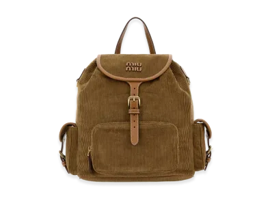 MIU MIU Women's Corduroy Backpack "Brown"