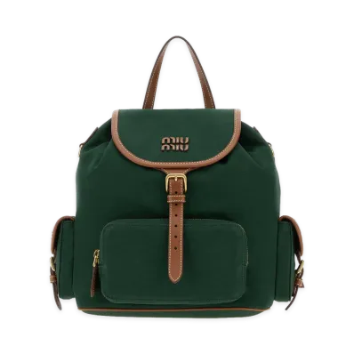 MIU MIU Women's Canvas Backpack "Biliardobrandy/Dark Green"