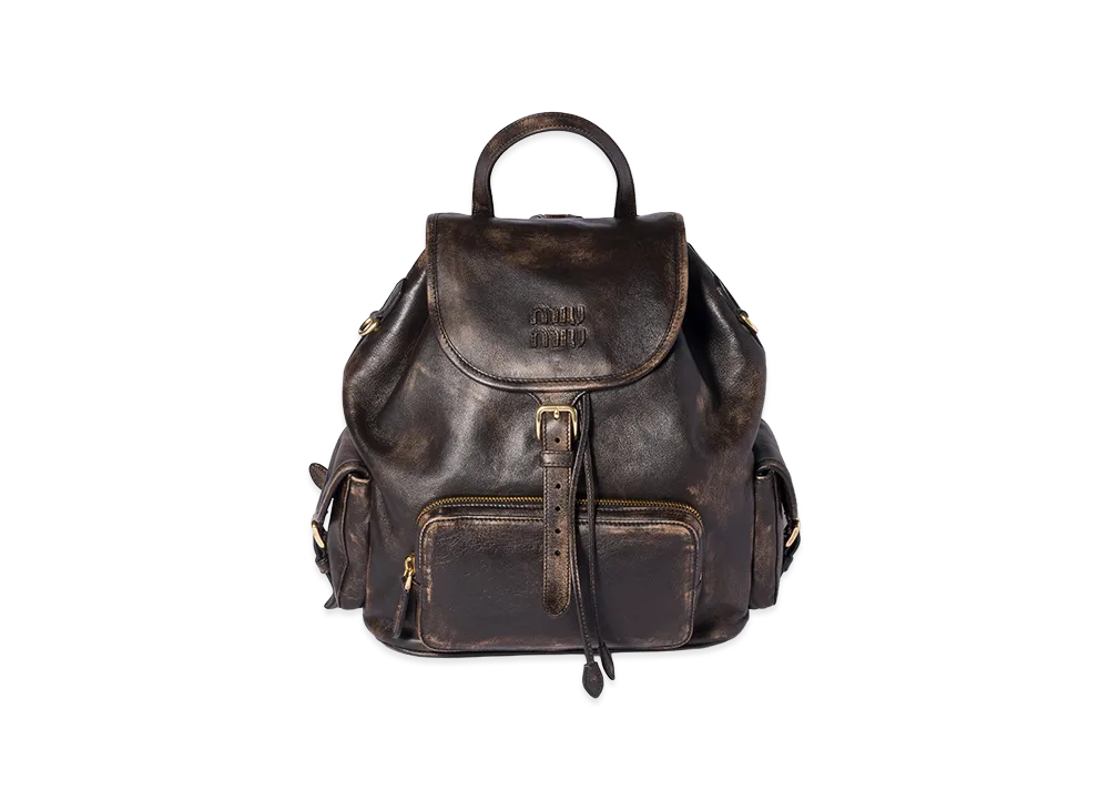 MIU MIU Leather Backpack "Coffee"