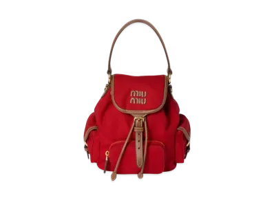 MIUMIU Canvas and Leather Backpack "Red/Brown"