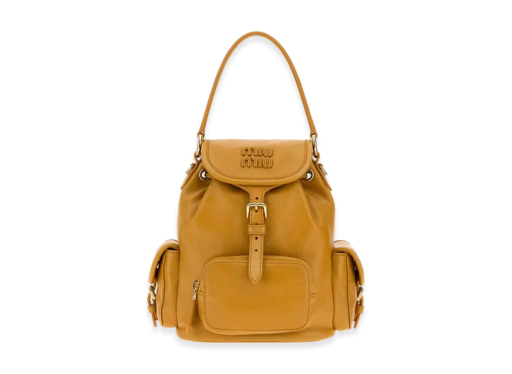 MIU MIU Women's Leather Backpack "Mustard Yellow"